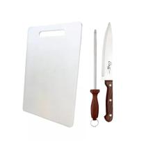 Kit churrasco (2 pçs em inox + tábua Kit churrasco (2 pçs em inox + tábua