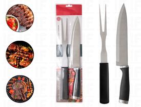 Kit Churrasco 2 Pcs Garfo E Faca Em Inox E Polipropileno Kit Churrasco 2 Pcs Garfo E Faca Em Inox E Polipropileno