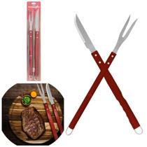 Kit Churrasco 2 Pecas com Faca de Corte e Garfo Grande Mor