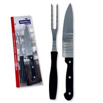 Kit Churrasco 2 Peças Profissional Faca e Garfo Blanc & Noir