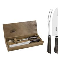 Kit Churrasco 2 Peças Tramontina 29899553 com Estojo de Madeira Castanho