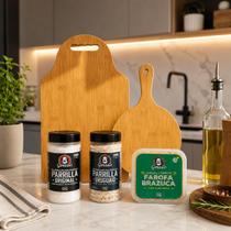 Kit Churrasco 2 Tábuas de Corte em MDF, 2 Sais de Parrilla Gonzalo 500g 1 Farofa - Gonzalo 190g Kit Churrasco 2 Tábuas de Corte em MDF, 2 Sais de Parrilla Gonzalo 500g 1 Farofa - Gonzalo 190g