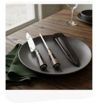 Kit churrasco 3 peças aço carbono cabo cifre madeira metal com bainha Kit churrasco 3 peças aço carbono cabo cifre madeira metal com bainha