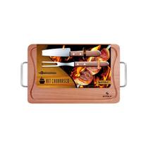 Kit churrasco 3 peças com garfo faca peixeira 39x25cm stolf