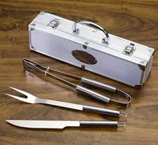 Kit Churrasco 3 Peças com Maleta grande em Alumínio