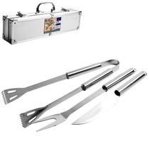 KIT Churrasco 3 Peças Inox com Maleta Prata