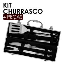 Kit Churrasco 4 Peças Aço Inox Profissional Maleta Churrasqueiro Pro - Auge Store