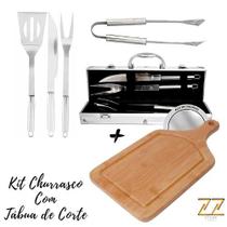 Kit Churrasco 4 Peças + Tábua de Corte Kit Churrasco 4 Peças + Tábua de Corte
