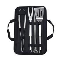 Kit Churrasco 7Pçs Inox Garfo Espátula Pegador Espeto Estojo Kit Churrasco 7Pçs Inox Garfo Espátula Pegador Espeto Estojo