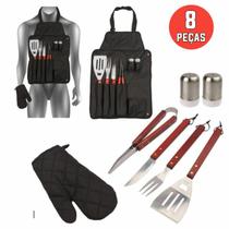 Kit Churrasco 8 Pc Inox C/ Estojo Churrasqueiro Profissional - BoomStores