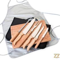 Kit Churrasco 8 Peças com Maleta e Tábua Inox - XBZ