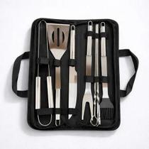 Kit Churrasco 9 Peças Aço Inox Maleta Faca Garfo Espátula Kit Churrasco 9 Peças Aço Inox Maleta Faca Garfo Espátula