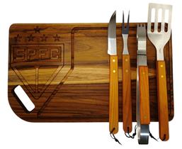 Kit Churrasco Acessório com Tábua São Paulo Personalizada Time