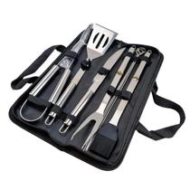Kit Churrasco Aço Inox 10 Peças Com Estojo Cabo de Madeira Original Completo Presente Churrasqueiro Kit Churrasco Aço Inox 10 Peças Com Estojo Cabo de Madeira Original Completo Presente Churrasqueiro