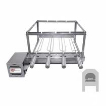 Kit Churrasco Aço Inox Profissional 4 Espetos Giratórios para Vão de 55cm com Motor Silencioso Kit Churrasco Aço Inox Profissional 4 Espetos Giratórios para Vão de 55cm com Motor Silencioso