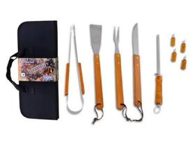 Kit Churrasco Advantage 10 pç Cabo Madeira Aço Inox Estojo - Fixxar