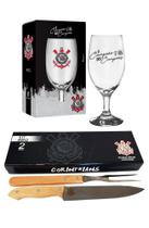 Kit Churrasco BBQ Faca e Garfo + Taça Cerveja/Chopp Corinthians