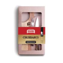 Kit Churrasco Brahma 3 Peças Faca + Garfo Trinchante + Tábua - Simonaggio