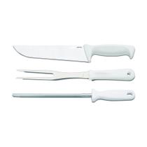 Kit Churrasco Brinox Precision 3 Peças Faca, Garfo Trinchante E Chaira Branco