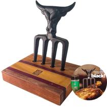 Kit Churrasco Cepo + Garra de Alumínio Fundido Garra de Urso Quadridente Desfiador para Churrasco