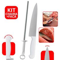 Kit Churrasco Chaira 42,8cm e Faca 10 Polegadas Aço Inox Açougue Feira Profissional Kit Churrasco Chaira 42,8cm e Faca 10 Polegadas Aço Inox Açougue Feira Profissional