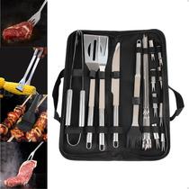 Kit Churrasco Com 15 Peças Faca De Inox Para Churrasqueiro Linha Premium