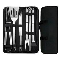 Kit Churrasco com 9 Peças em Aço Inoxidável + Bolsa de Armazenamento B-Max