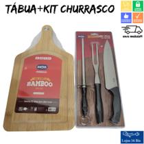Kit Churrasco com Garfo Faca e Amolador de Facas Mor + Tábua de Carne Churrasco 38,5x20,5cm Mor
