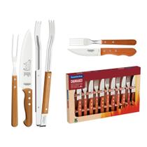 Kit Churrasco com Garfo Trinchante Faca e Pegador + Jogo de Talheres Jumbo 15 peças Tramontina