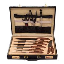 Kit Churrasco Com Maleta De Couro 25 Peças - Knakasaki