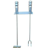 Kit churrasco com rastelo e garfo 49 cm cabo aluminio
