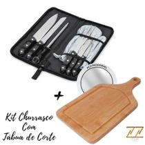 Kit Churrasco Com Tábua de Corte 7 Peças Kit Churrasco Com Tábua de Corte 7 Peças