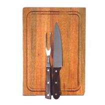 Kit Churrasco com Tábua Garfo e Faca de Madeira - Port Sul