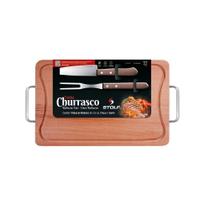 Kit Churrasco Com Tábua Garfo E Faca - Stolf 39x25