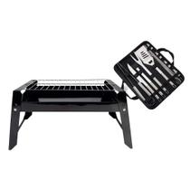 Kit Churrasco Completo Bel Churrasqueira Portátil Dallas e Kit Inox 16 Peças