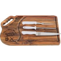 Kit Churrasco Completo Personalizado Tábua com Utensílios Madeira Presente Pais e Namorados
