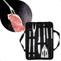 Kit Churrasco De Aço Inoxidável Maleta 5 Peças Linha Churrasking Pro