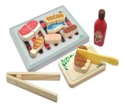 Kit Churrasco De Madeira Brinquedo Coleção Comidinhas Newart