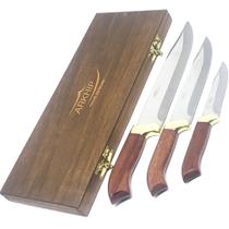 Kit Churrasco e Cozinha Arkhip Trichu 10'' 8'' 5'' Cabo Madeira Caixa Kit Churrasco e Cozinha Arkhip Trichu 10'' 8'' 5'' Cabo Madeira Caixa