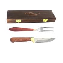Kit Churrasco e Mesa Arkhip Pepitinha Grill 5'' Cabo Madeira Caixa