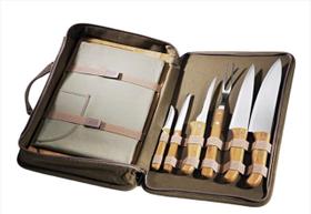 Kit Churrasco em Bambu e Inox Quebec 9 peças com Estojo