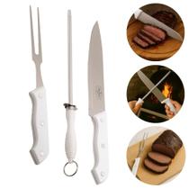Kit Churrasco Faca Chaira e Garfo 3 Pçs Grill & Pizza Prana