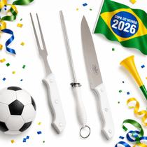 Kit Churrasco Faca Chaira Garfo Futebol Copa Grill & Pizza