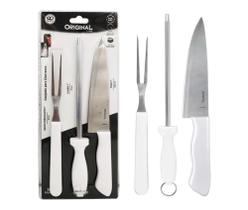 Kit Churrasco Faca + Garfo + Amolador