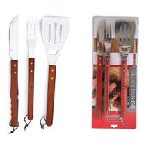 Kit Churrasco Faca Garfo Espátula 3 peças