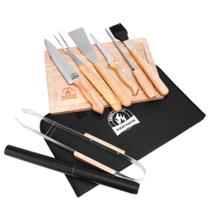 Kit Churrasco Facas Inox 10 Peças Biscuitt Steak Master Cabo De Madeira Com Estojo Kit Churrasco Facas Inox 10 Peças Biscuitt Steak Master Cabo De Madeira Com Estojo