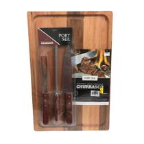 Kit Churrasco Garfo, Faca, Chaira e Tabua - Port Sul