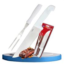Kit Churrasco Garfo Trinchante e Faca 9pol Afiação Profissional Aço Inox Mor 3309