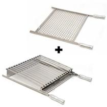 Kit Churrasco Grelha Parrilla + Grelha Moeda - Grande 50 X 40 - Cabo Aluminio