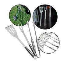 Kit Churrasco Inox 3 Peças com Cabos de Madeira Duráveis e Elegantes - Outras Marcas